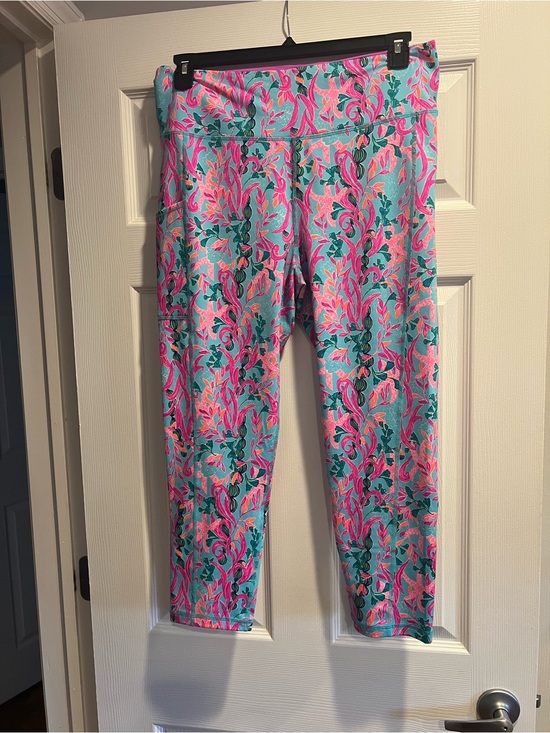 Lilly Pulitzer Pants - Lilly Pulitzer Aqua Leggings with Pink & Teal Floral Print